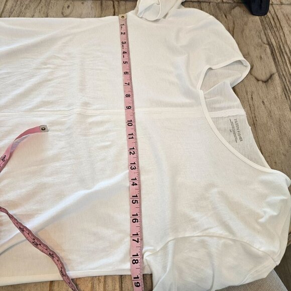 Eileen Fisher Size Small Lightweight Cotton T-Shirt Dress White Side Slits - Picture 7 of 8
